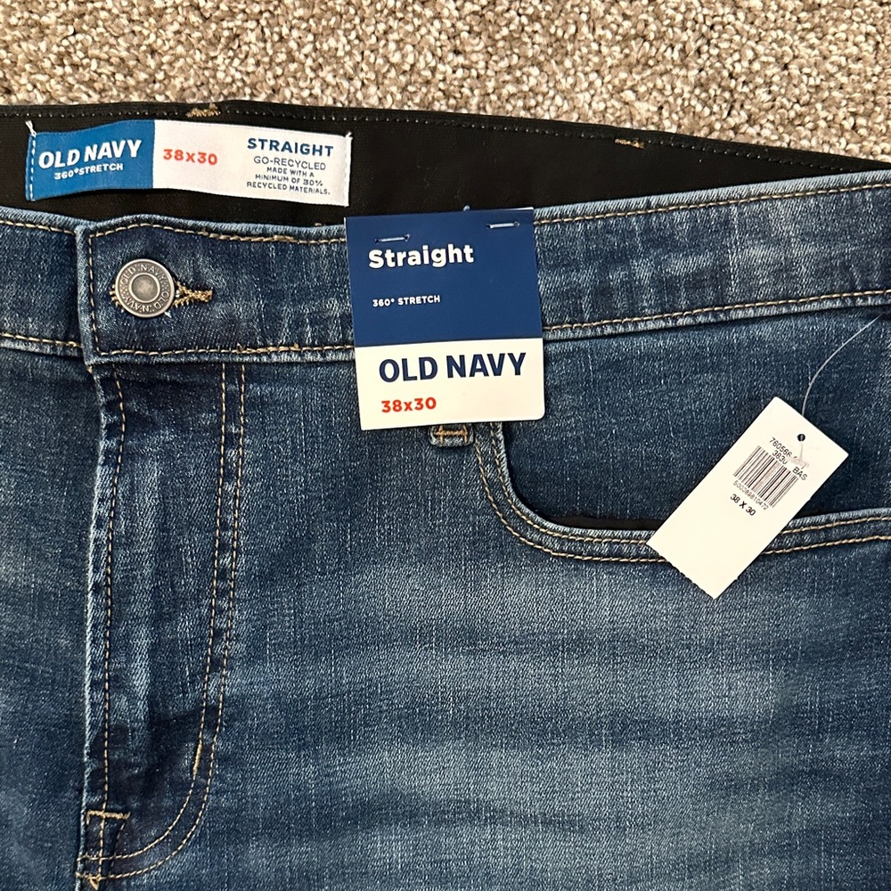 Old Navy Men’s Dark Indigo Slim Straight Jeans - Picture 2 of 3